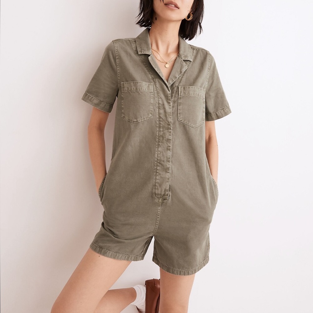 Madewell - Garment-Dyed Relaxed Coverall Romper Green - M